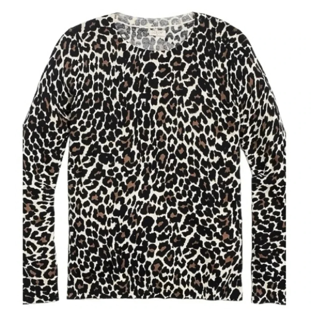 J CREW | Cotton Leopard Print Teddie Lightweight Sweater Size XS - Picture 9 of 14